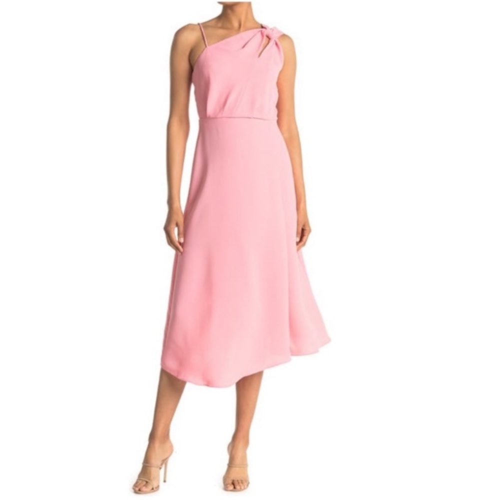 REISS Strappy One Shoulder Dress in pink